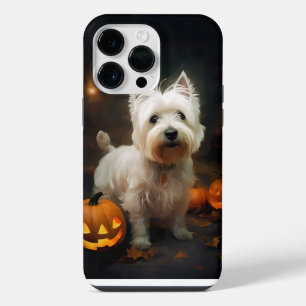 Coque Pour Pour iPhone 14 Pro Max Terrier West Highland White Halloween Citrouilles