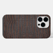 Coque Pour Pour iPhone 14 Pro Max Texture de faux marron imprimé crocodile (Verso Horizontal)