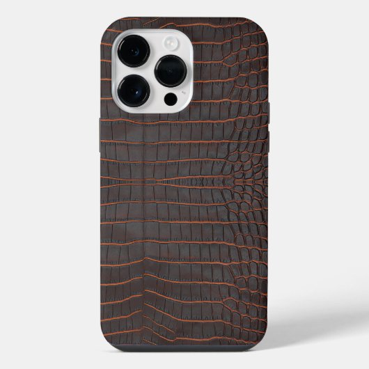 Coque Pour Pour iPhone 14 Pro Max Texture de faux marron imprimé crocodile (Verso)