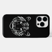 Coque Pour Pour iPhone 14 Pro Max Tigre tribal noir et blanc (Verso Horizontal)