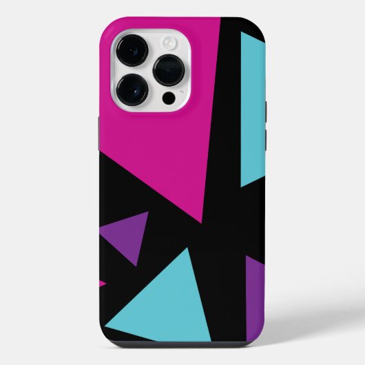 Coque Pour Pour iPhone 14 Pro Max Triangles en rose, violet, bleu et noir (Verso)