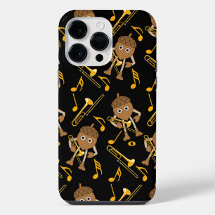 Coque Pour Pour iPhone 14 Pro Max Trombone Nut Music Notes Noir