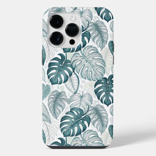 Coque Pour Pour iPhone 14 Pro Max Tropical Botanical Green Monsteras (Verso)