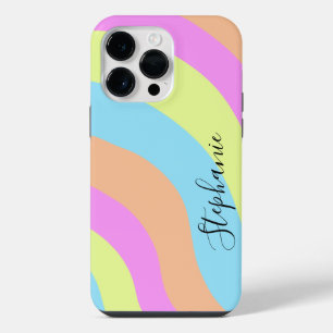 Coque Pour Pour iPhone 14 Pro Max Vagues arc-en-ciel Pastel