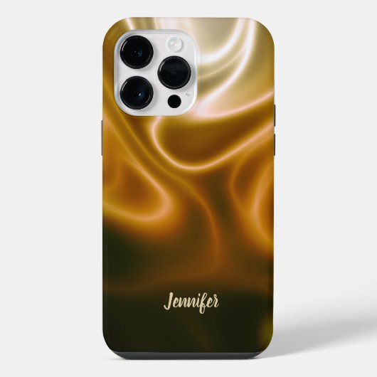 Coque Pour Pour iPhone 14 Pro Max Vagues dorées Nom (Verso)