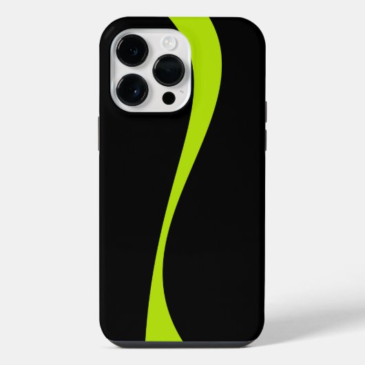 Coque Pour Pour iPhone 14 Pro Max Vagues simples 2 en vert citron et noir (Verso)
