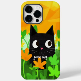 Coque Pour Pour iPhone 14 Pro Max Vibes d'été Chat noir floral personnalisé mignon