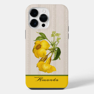 Coque Pour Pour iPhone 14 Pro Max Vigne Trompette Dorée Vintage Botanique avec Nom