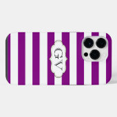Coque Pour Pour iPhone 14 Pro Max Violet violet & Blancs Initiales Monogramme (Verso Horizontal)