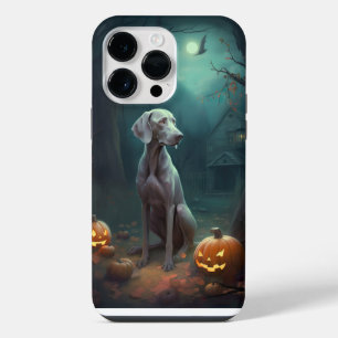 Coque Pour Pour iPhone 14 Pro Max Weimaraner d'Halloween avec citrouilles Épouvantab
