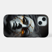 Coque Rigide iPhone 15 Masque en Porcelaine Fêlée (Verso Horizontal)