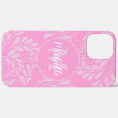 Coque rose fleuri avec initiale & nom (Retour (horizontal))