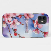 Coque rose vif de fleurs de cerisier pour iPhone / (Dos (Horizontal))