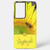 Coque Samsung Galaxy Abeille sur tournesol Lettre initiale Monogramme (Verso)