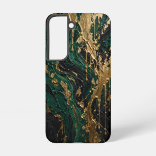 Coque Samsung Galaxy Abîme d'émeraude - Luxueux liquide vert noir et or