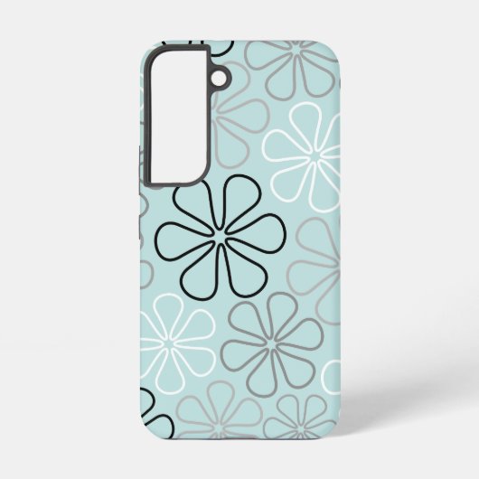 Coque Samsung Galaxy Abstrait Big Flower Outlines BWG+Duck Egg Blue (Verso)