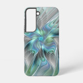 Coque Samsung Galaxy Abstrait Bleu Vert Papillon Imaginaire Fractal Art (Verso)
