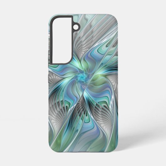 Coque Samsung Galaxy Abstrait Bleu Vert Papillon Imaginaire Fractal Art (Verso)