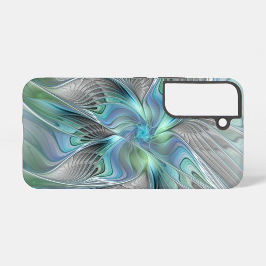 Coque Samsung Galaxy Abstrait Bleu Vert Papillon Imaginaire Fractal Art (Verso Horizontal)