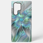 Coque Samsung Galaxy Abstrait Bleu Vert Papillon Imaginaire Fractal Art (Verso)