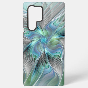 Coque Samsung Galaxy Abstrait Bleu Vert Papillon Imaginaire Fractal Art