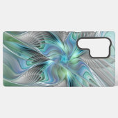 Coque Samsung Galaxy Abstrait Bleu Vert Papillon Imaginaire Fractal Art (Verso Horizontal)