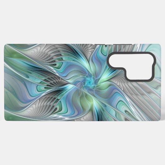 Coque Samsung Galaxy Abstrait Bleu Vert Papillon Imaginaire Fractal Art (Verso Horizontal)