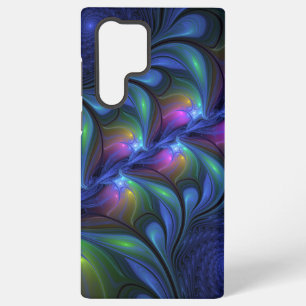 Coque Samsung Galaxy Abstrait Lumineux Bleu Rose Vert Fractal Coloré