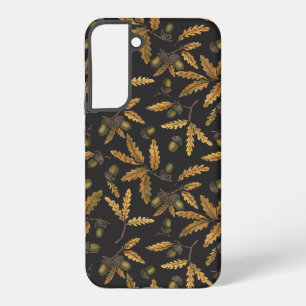 Coque Samsung Galaxy Acornes et feuilles de chêne sur noir