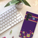 Coque Samsung Galaxy Ado violet Monogramme amusant Inspiribilité floral<br><div class="desc">Ce boîtier de téléphone portable Inspirivity joyeux et coloré sera l'ajout parfait à votre téléphone. Les fleurs ludiques et pastel sont parfaites pour tous les âges. Ajoutez une première pour personnaliser ce coque coloré. Beaucoup de nouveaux boîtiers téléphoniques ajoutés dans ma boutique Zazzle. Pour plus d'informations sur mes oeuvres d'art...</div>