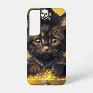 Coque Samsung Galaxy Adorable chaton pirate avec trésor d'or