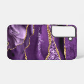 Coque Samsung Galaxy Agate Purple Gold Sparkly Marble Nom personnalisé (Verso Horizontal)