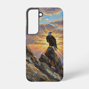 Coque Samsung Galaxy Aigle chauve sur un sommet de montagne au lever du
