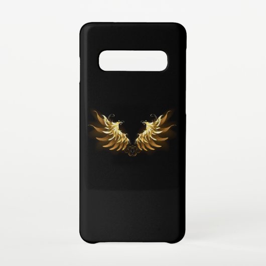 Coque Samsung Galaxy Ailes d'Ange d'or sur arrière - plan noir (Dos)