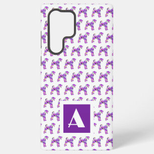 Coque Samsung Galaxy Airedale Terrier Chien Violet Silhouette Monogramm