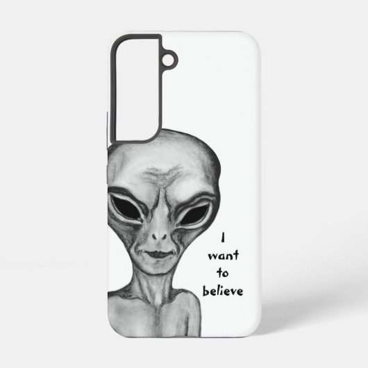 Coque Samsung Galaxy Alien gris, je veux croire (Verso)