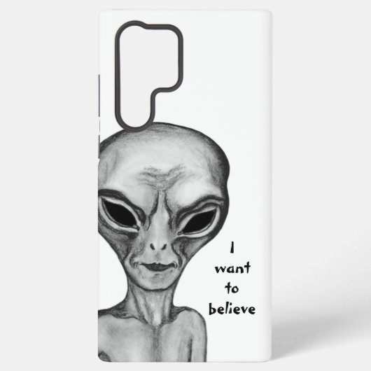 Coque Samsung Galaxy Alien gris, je veux croire (Verso)
