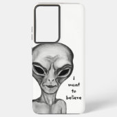 Coque Samsung Galaxy Alien gris, je veux croire (Verso)