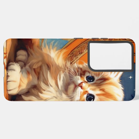 Coque Samsung Galaxy Alphonse Mucha Art Nouveau Chat orange (Côté gauche)