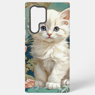 Coque Samsung Galaxy Alphonse Mucha Style Chat blanc