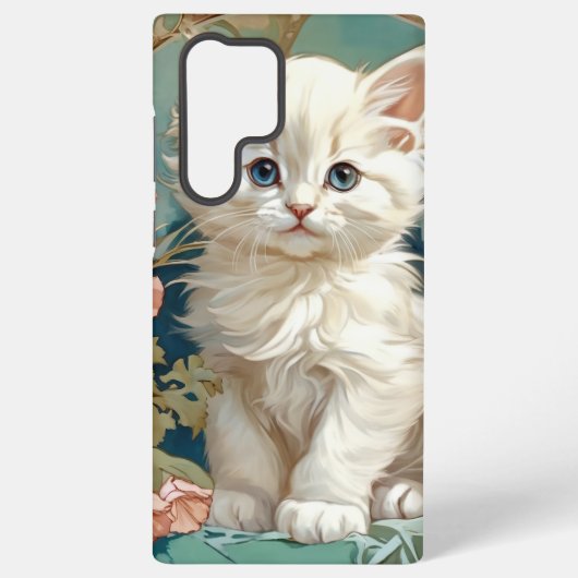 Coque Samsung Galaxy Alphonse Mucha Style Chat blanc (Verso)