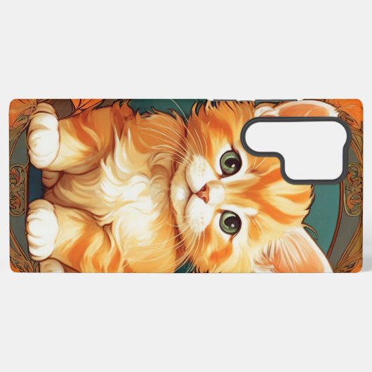 Coque Samsung Galaxy Alphonse Mucha Style Chat orange (Verso Horizontal)