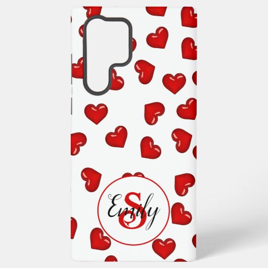 Coque Samsung Galaxy Amateurs de classe Coeur rouge sur blanc monogramm (Verso)