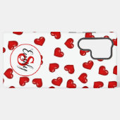 Coque Samsung Galaxy Amateurs de classe Coeur rouge sur blanc monogramm (Verso Horizontal)