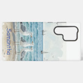 Coque Samsung Galaxy Amusants Vacances d'été Sandy Beach Seaguls (Verso Horizontal)