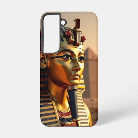 Coque Samsung Galaxy Ancient Egyptian King Tut Gold Mask with Pyramids (Verso)