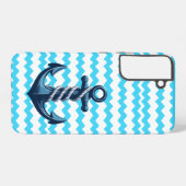 Coque Samsung Galaxy Ancrage bleu avec vagues bleues (Verso Horizontal)