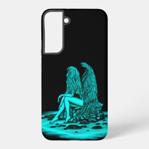 Coque Samsung Galaxy Ange , perdu dans ses pensées , Design noir et ver