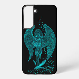 Coque Samsung Galaxy Angel perdu en amour, noir et vert Design