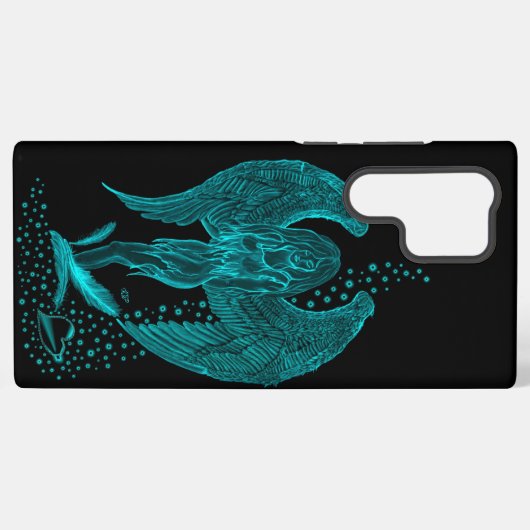 Coque Samsung Galaxy Angel perdu en amour, noir et vert Design (Verso Horizontal)